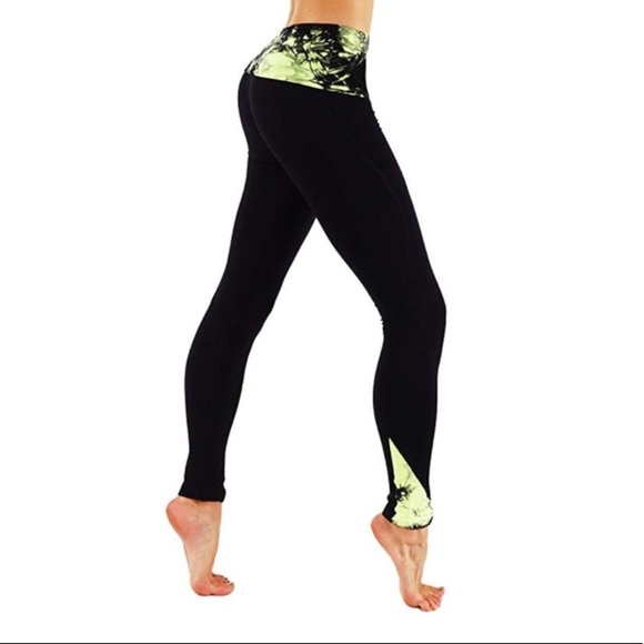 vibrant vixen Pants - Tummy control high waisted printed yellow legging